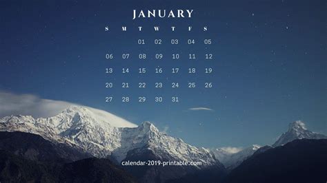 January 2019 Calendar Wallpapers Wallpaper Cave