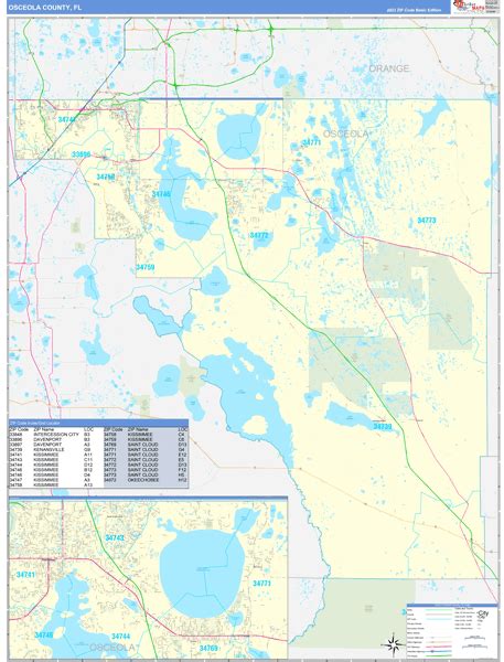 Wall Maps Of Osceola County Florida