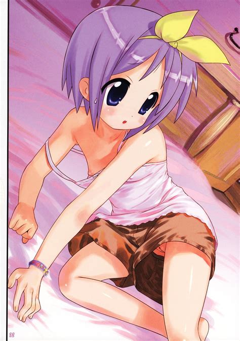 Hechi Hiiragi Tsukasa Lucky Star Highres 00s Blue Eyes Cleft Of Venus Clothing Aside
