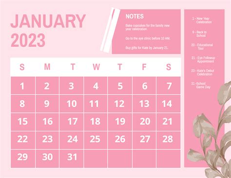 2023 January Calendar Printable Pdf Mobila Bucatarie 2023