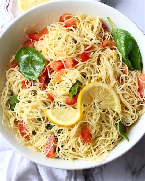 Lemon Capellini Pasta Salad Ambers Kitchen Cooks