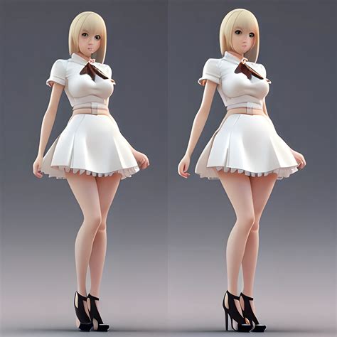 3d female character model short skirt high heels large bre arthub ai