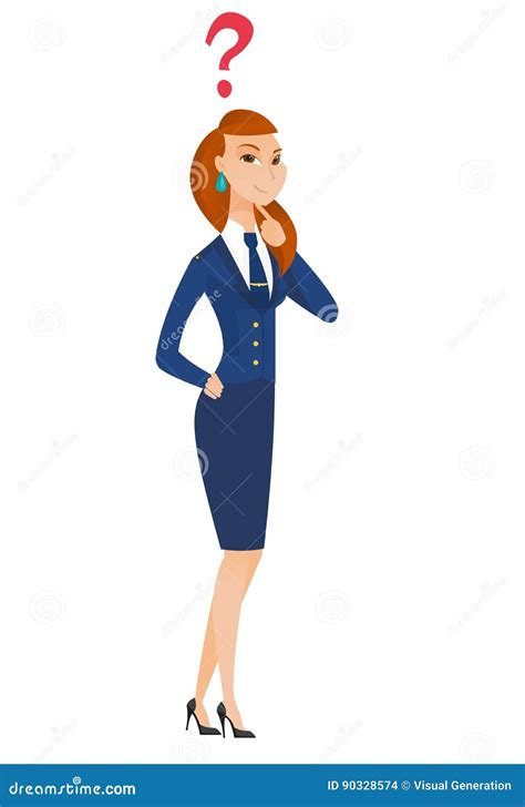 Thinking Stewardess Question Mark Stock Illustrations 4 Thinking