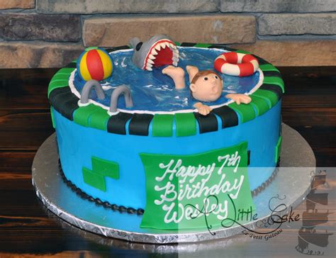 The official dimensions of an olympic swimming pool are are defined by in the united states, most competitive swimming pools are 25 yards long. Swimming Pool Cake