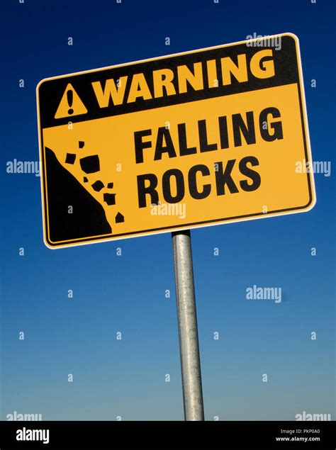 Beware Falling Rocks Sign High Resolution Stock Photography And Images