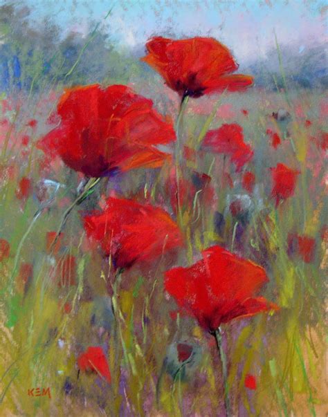 Painting My World Field Of Red Poppies 11x14 Pastel Poppy Painting