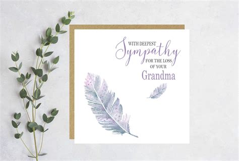 With Deepest Sympathy Card Feathers In Memory Of Loved Ones Etsy
