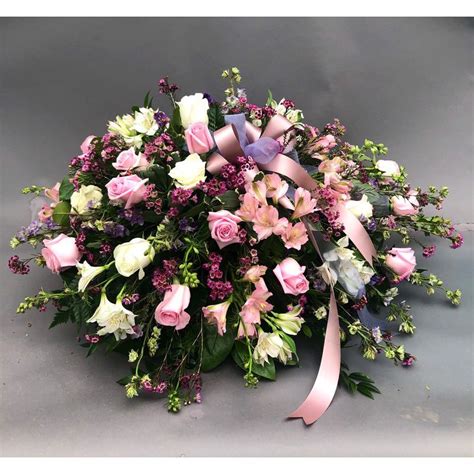 Pink And White Casket Spray Peotone Florist Blooming Envy Local