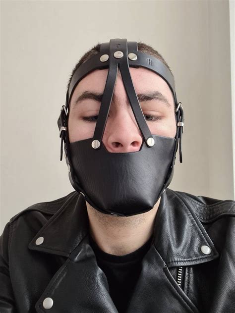 Premium Soft Leather Face Muzzle Mouth Gag Head Harness Many Etsy
