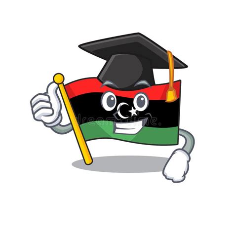 Graduation Flag Libya Cartoon Isolated The Mascot Stock Vector