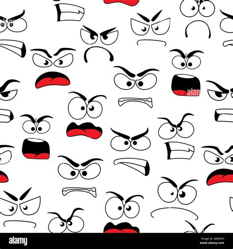 Cartoon Grumble And Angry Faces Seamless Pattern Vector Background With Negative Emoji Grouse