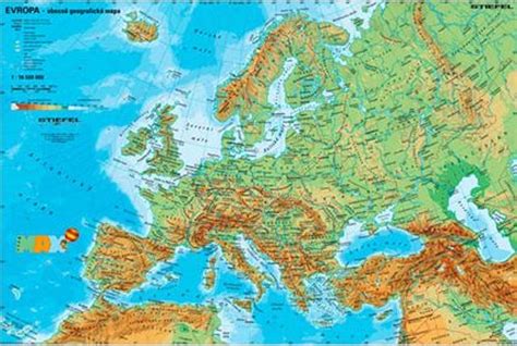 Geografska Karta Evrope Sa Drzavama EVROPA FIZ GEO Zidna Karta Na Baneru Kee Belle