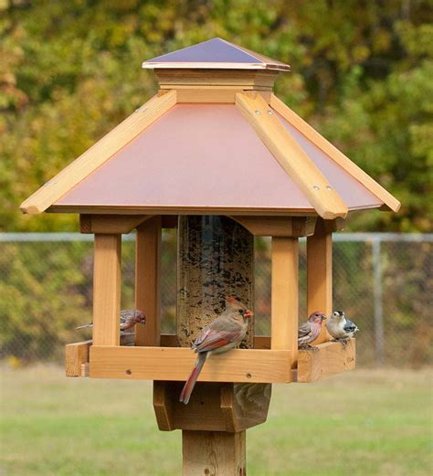 Red Cedar And Copper Gazebo Bird Feeder Plow And Hearth