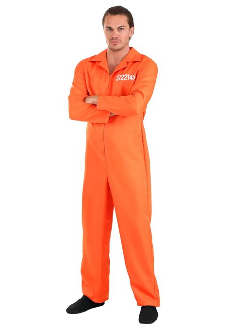Orange Prison Mens Jumpsuit Holes Costume