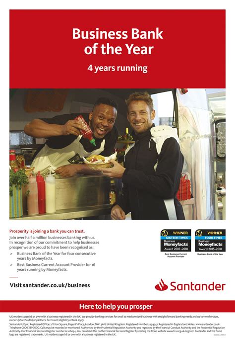 Santander advert featuring their #BMFAwards winning logos ...