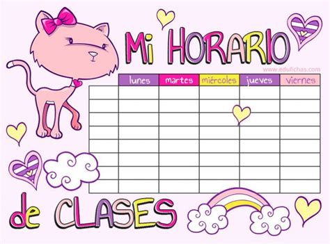 Horarios De Clase 2018 2019 Para Imprimir Cuadernos Para Niños