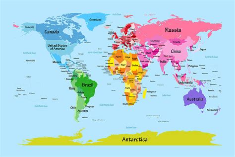 World Map With Big Text Digital Art By Michael Tompsett Pixels Merch