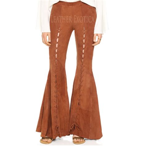 suede leather flare pants leatherexotica