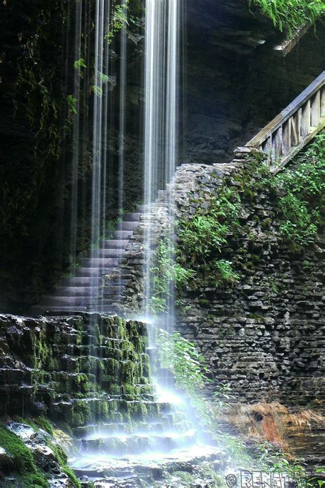 Stairs Waterfall Beautiful Waterfalls Watkins Glen State Park