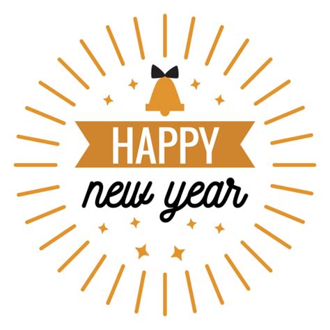 Happy New Year Badge Star Bell Badge Sticker Transparent Png And Svg