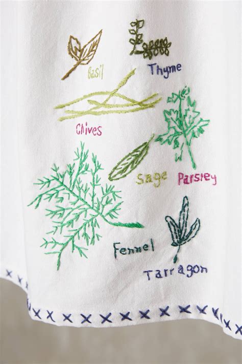 Embroidered Herbs Tea Towel Towel Embroidery Designs Herb Embroidery
