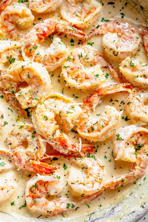 creamy garlic shrimp with parmesan is a deliciously easy shrimp recipe coated in a rustic and