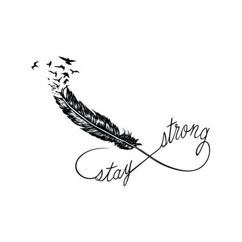 Stay Strong Temporary Tattoo Set Of 2 Infinity Tattoos Feather