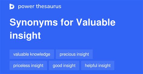 Valuable Insight synonyms - 34 Words and Phrases for Valuable Insight