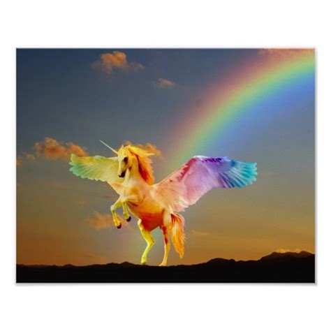 Rainbow Unicorn Pegasus Poster