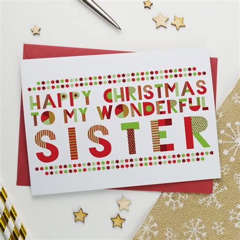wonderful sister christmas card christmas card a is for alphabet