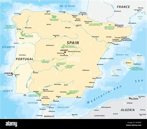 Map Of The Iberian Peninsula Stock Vector Image And Art Alamy
