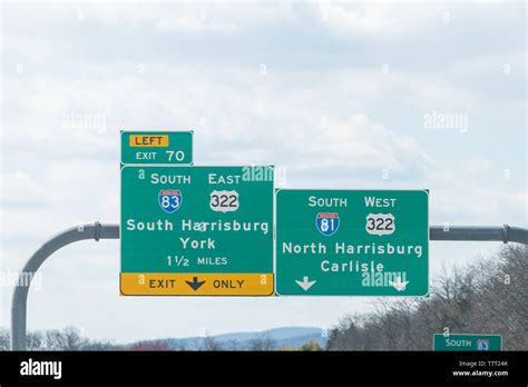 Green Road Direction Exit Signs To Interstate Highway 83 81 Of South