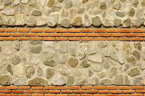 Modern Combo Masonry With Natural Stones And Bricks Texture Stock Photo Image Of Masonry