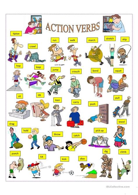 Action Verbs English Esl Worksheets For Distance Learning And