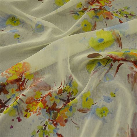 Chiffon Printed Floral Painting Fabric — Tissus En Ligne