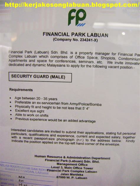 Iklan kerja kosong terkini kerajaan yang berasal dari majlis perbandaran selayang. Kerja Kosong Di Labuan: kerja sebagai security guard di ...