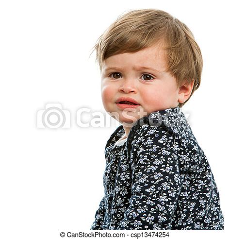 Sweet Toddler With Confused Face Expresssion Close Up Portrait Of