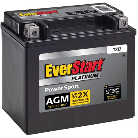 Everstart Premium Agm Powersport Battery Group Size Tx12 12 Volt 180