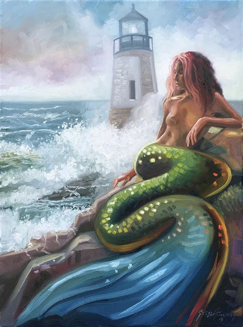 Waiter Can I Get A Mermaid On The Rocks Painting By Gregg Hinlicky