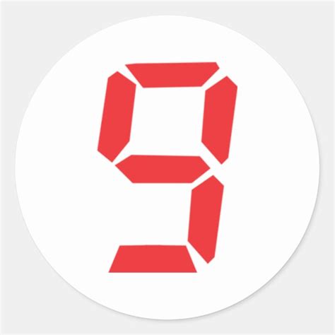9 Nine Red Alarm Clock Digital Number Classic Round Sticker Au