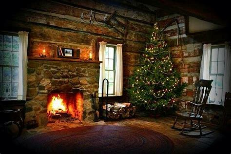 Cozy Christmas Cabin Christmas Christmas Fireplace Traditional