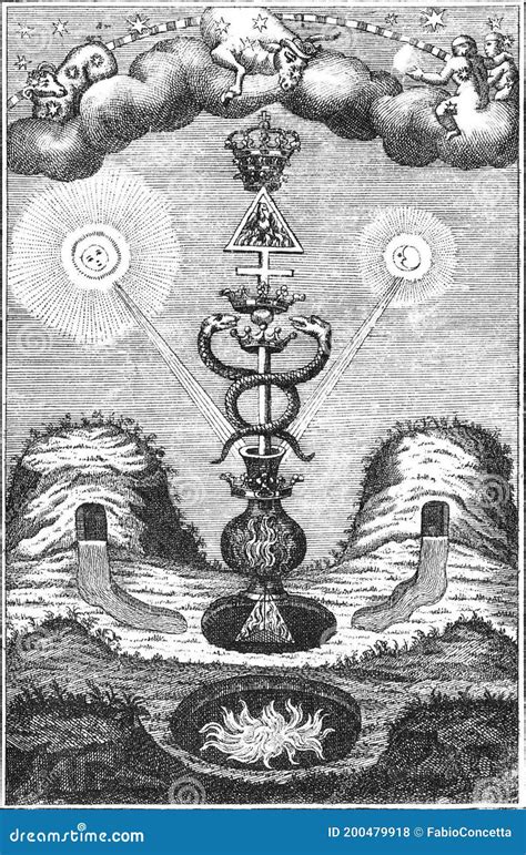 Hermetic Alchemical Illustration Of The Great Work Neptune Inside The
