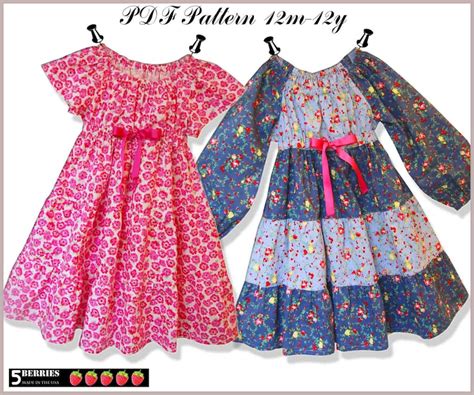 High Waist Peasant Dress Pattern For Girls Toddler Sewing Etsy