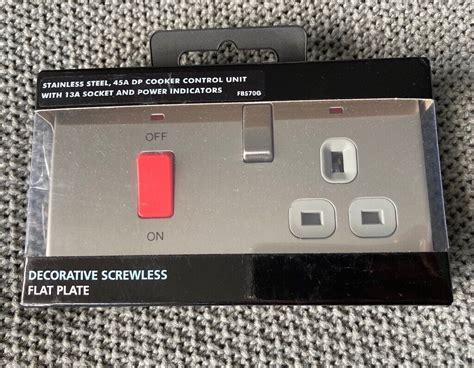 Brushed Stainless Steel 45a Dp Cooker Control Unit 13a Socket Screwless