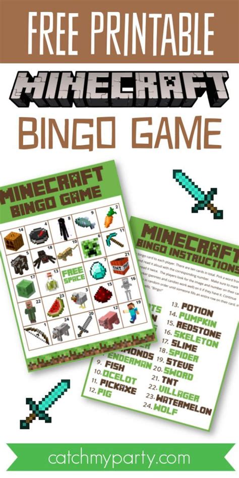 Download This Free Minecraft Game Printable Bingo Now Catch My