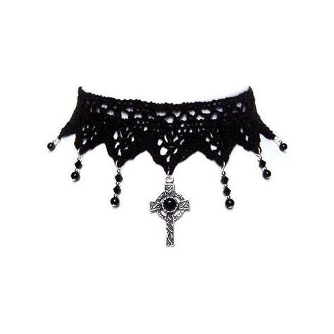Black Onyx Immortal Cross On Black Lace Gothic Choker Gothic Chokers
