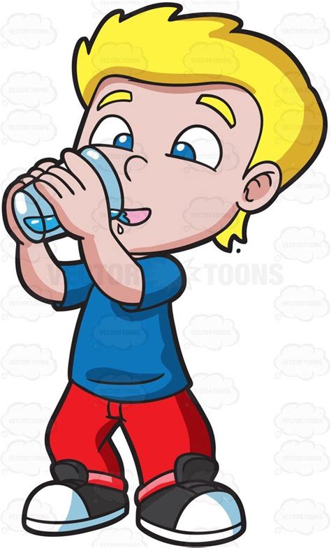 A Happy Boy Drinking Water Happy Boy Kids Clipart Cartoon Clip Art