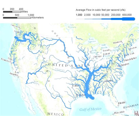 Printable Us Map With Rivers