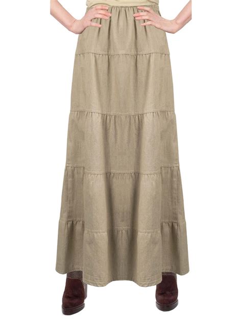Womens Ankle Length Tiered Long Denim Prairie Skirt Babyo Clothing Co