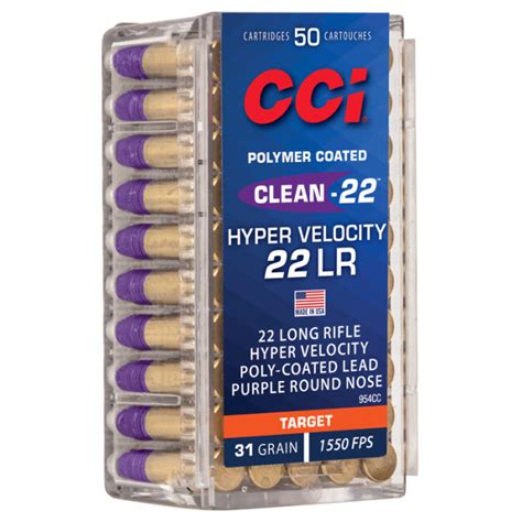 Cci Ammo 22lr 31gr Hyper Velocity Lrn Clean 22 Purple Box Of 50 Graf
